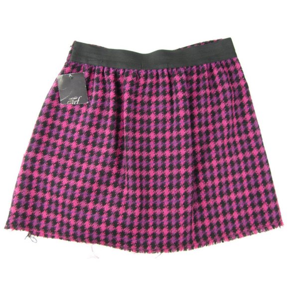 SALE! Plaid Wool Purple Black Short Mini Skirt - Picture 1 of 3